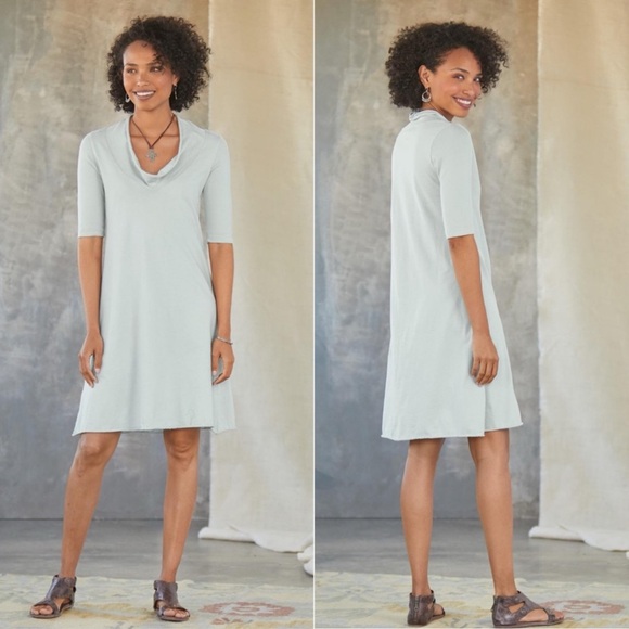 Prairie Underground Falconet Cowl Neck Cotton Knit Dress Size Medium Light Gray - Picture 1 of 9